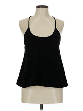 Zara Black Velvet Spaghetti Strap Scoop Neck Tank Top - Women
